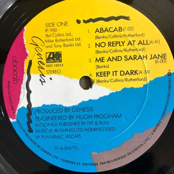 GENESIS Abacab 1981 Vinyl Record LP Atlantic Recording Used Untested - Picture 6 of 8